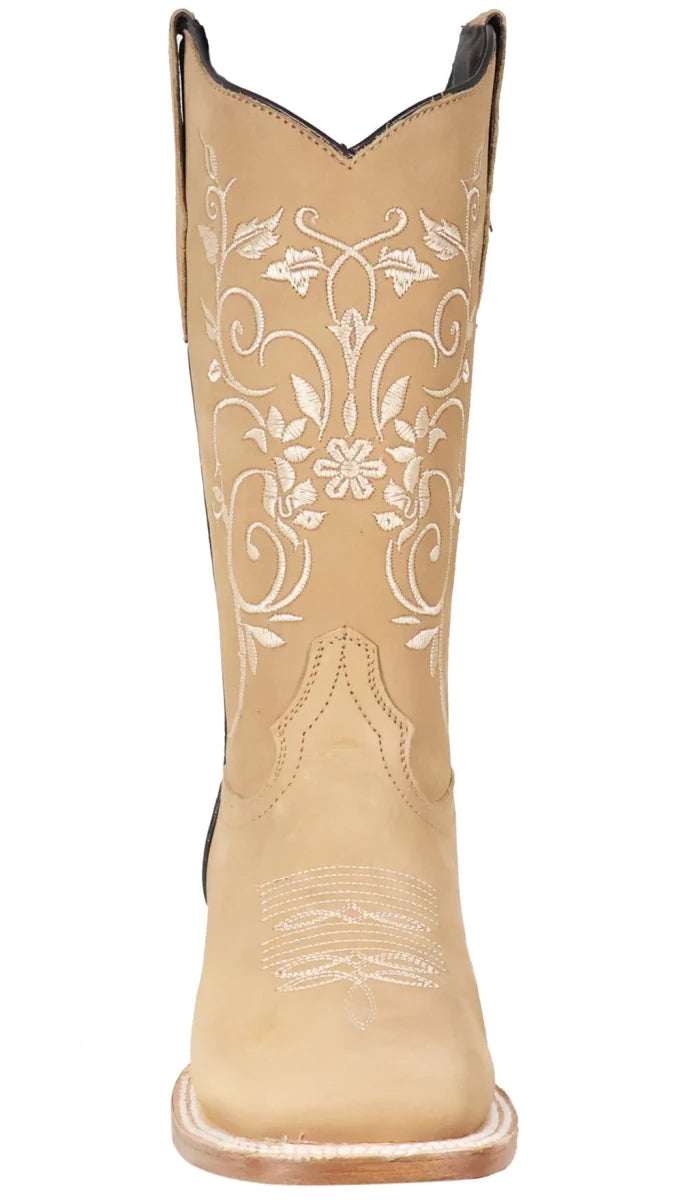 Women´s Silverton Jennifer All Leather Square Toe Boots - Beige - OriginalWestern.com