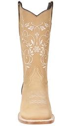 Women´s Silverton Jennifer All Leather Square Toe Boots - Beige - OriginalWestern.com