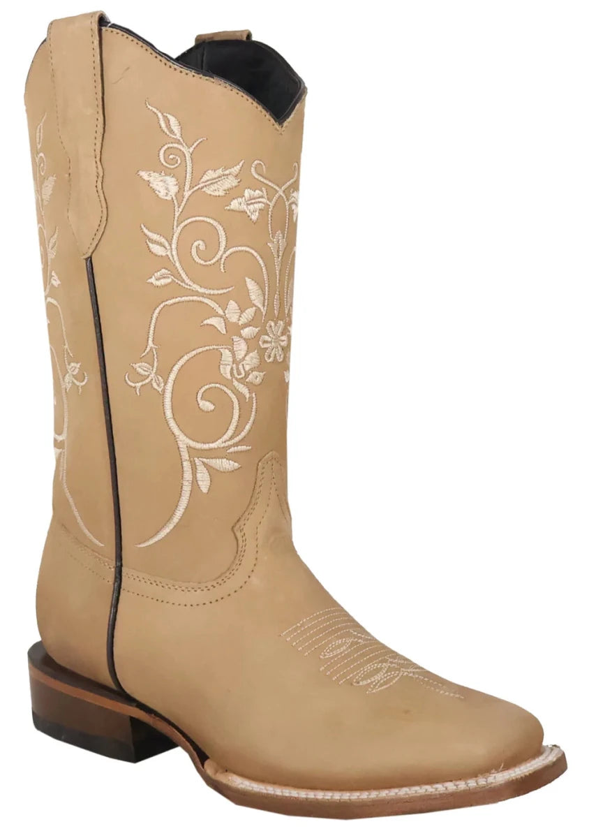 Women´s Silverton Jennifer All Leather Square Toe Boots - Beige - OriginalWestern.com