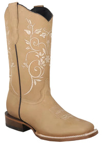 Women´s Silverton Jennifer All Leather Square Toe Boots - Beige - OriginalWestern.com