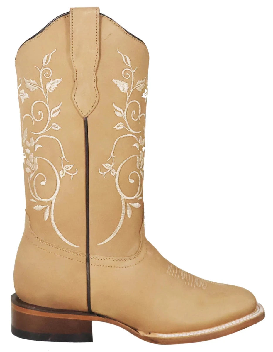 Women´s Silverton Jennifer All Leather Square Toe Boots - Beige - OriginalWestern.com