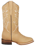 Women´s Silverton Jennifer All Leather Square Toe Boots - Beige - OriginalWestern.com