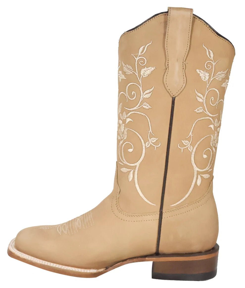 Women´s Silverton Jennifer All Leather Square Toe Boots - Beige - OriginalWestern.com
