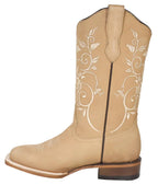 Women´s Silverton Jennifer All Leather Square Toe Boots - Beige - OriginalWestern.com