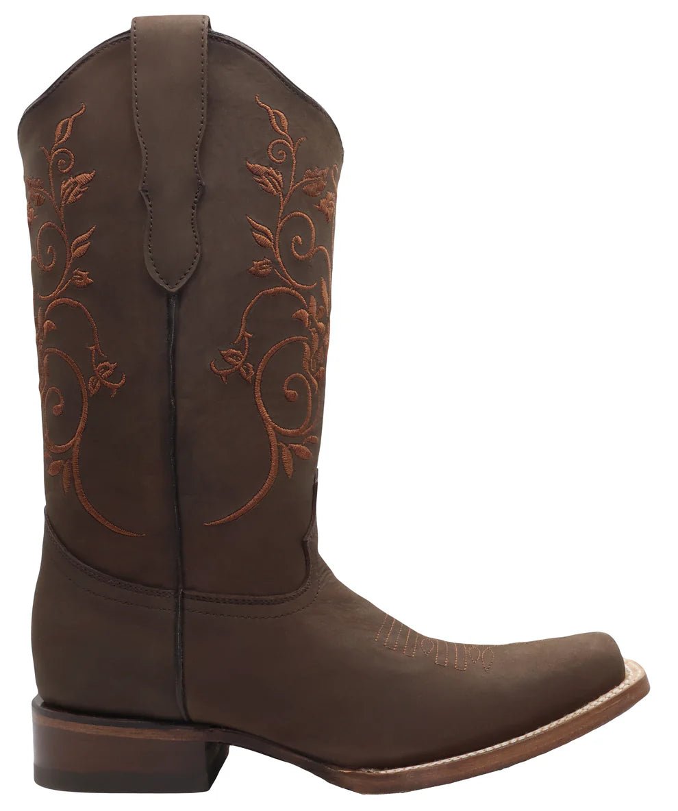 Women´s Silverton Jennifer All Leather Square Toe Boots - Brown - OriginalWestern.com