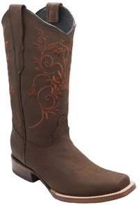 Women´s Silverton Jennifer All Leather Square Toe Boots - Brown - OriginalWestern.com
