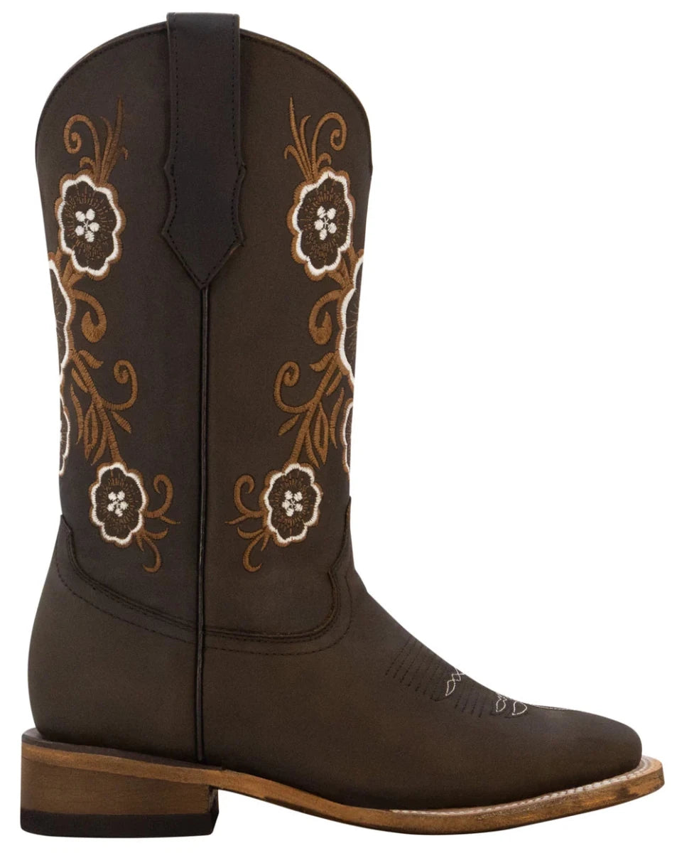 Women´s Silverton Linda All Leather Wide Square Toe Boots-Brown - OriginalWestern.com