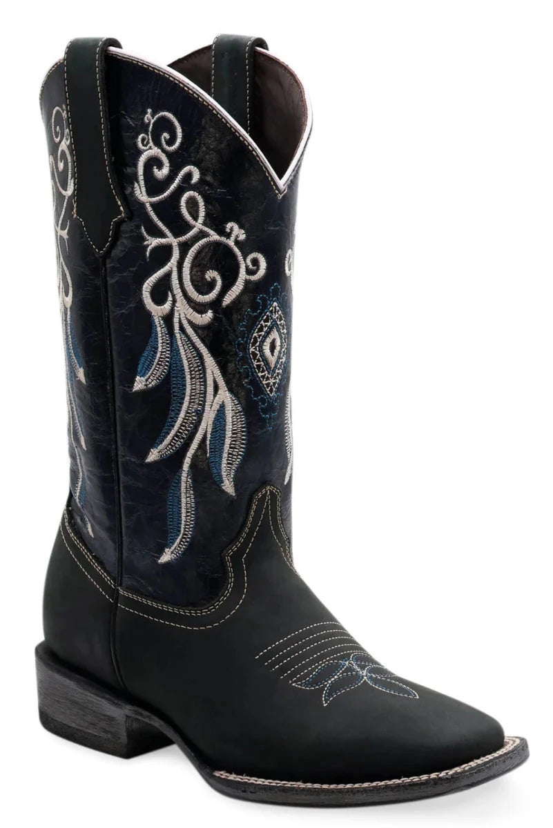 Women´s Silverton Mary All Leather Wide Square Toe Boots-Black - OriginalWestern.com