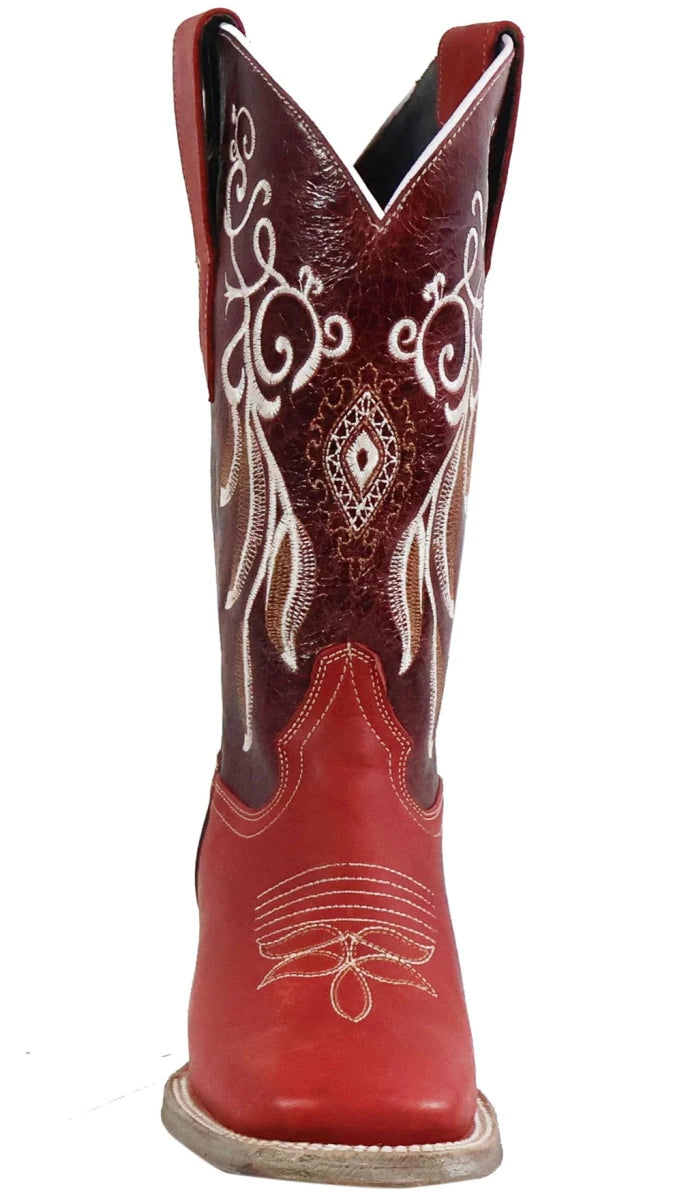 Women´s Silverton Mary All Leather Wide Square Toe Boots - Red - OriginalWestern.com