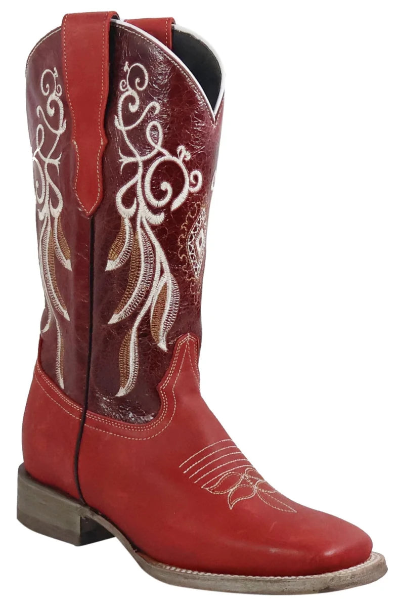 Women´s Silverton Mary All Leather Wide Square Toe Boots - Red - OriginalWestern.com