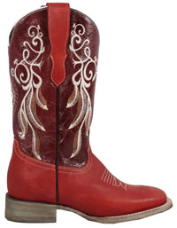 Women´s Silverton Mary All Leather Wide Square Toe Boots - Red - OriginalWestern.com