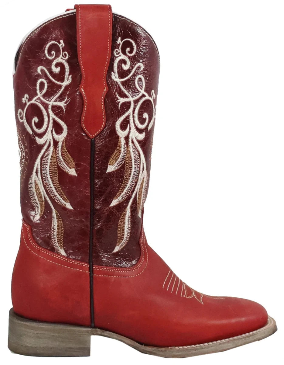 Women´s Silverton Mary All Leather Wide Square Toe Boots - Red - OriginalWestern.com