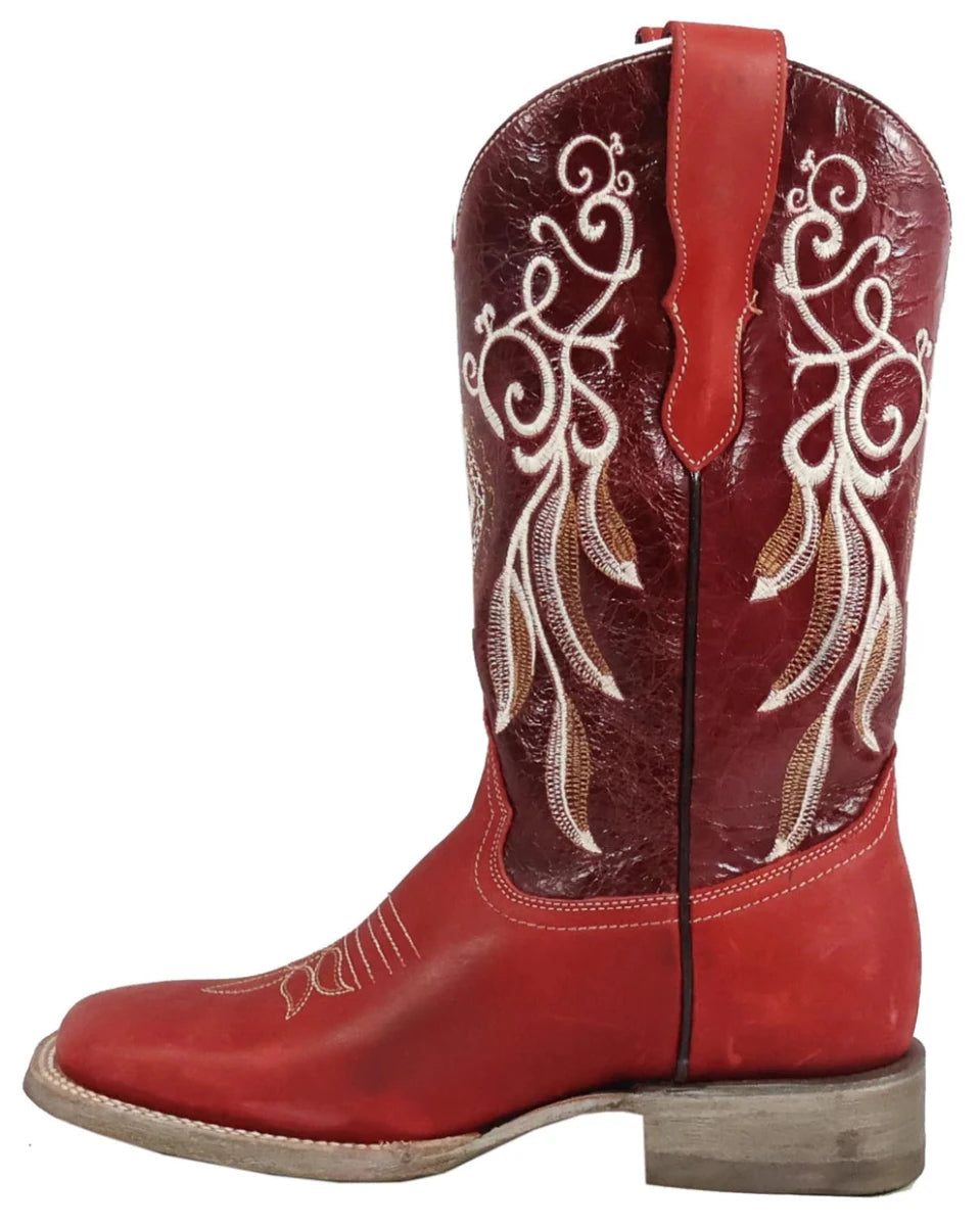 Women´s Silverton Mary All Leather Wide Square Toe Boots - Red - OriginalWestern.com