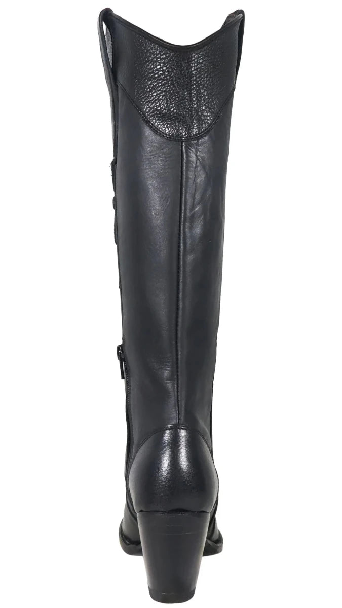 Women´s Silverton Nora All Leather Snip Toe Knee High Boots-Black - OriginalWestern.com
