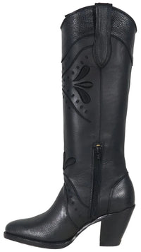 Women´s Silverton Nora All Leather Snip Toe Knee High Boots-Black - OriginalWestern.com