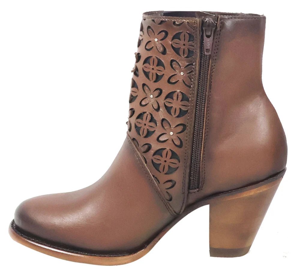 Women´s Silverton Reese All Leather Round Toe Short Boots-Brown - OriginalWestern.com