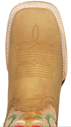 Women´s Silverton Rose All Leather Wide Square Toe Boots-Honey - OriginalWestern.com