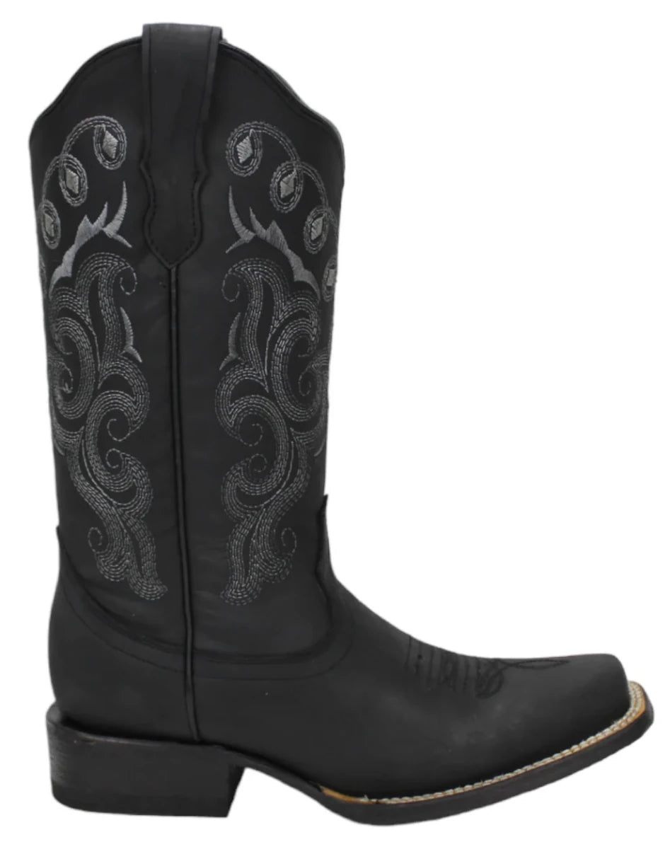 Women´s Silverton Sara All Leather Square Toe Boots - Black - OriginalWestern.com