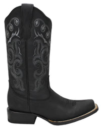 Women´s Silverton Sara All Leather Square Toe Boots - Black - OriginalWestern.com