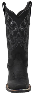 Women´s Silverton Sara All Leather Square Toe Boots - Black - OriginalWestern.com