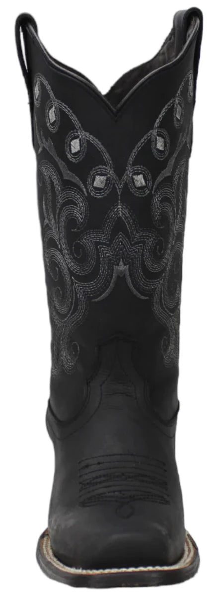 Women´s Silverton Sara All Leather Square Toe Boots - Black - OriginalWestern.com