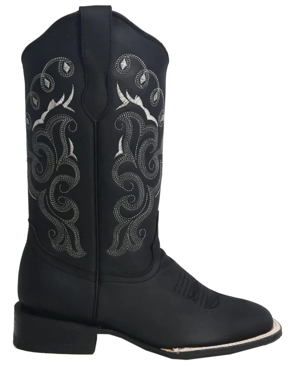 Women´s Silverton Sara All Leather Wide Square Toe Boots-Black - OriginalWestern.com