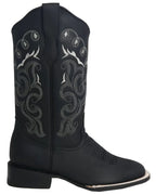 Women´s Silverton Sara All Leather Wide Square Toe Boots-Black - OriginalWestern.com