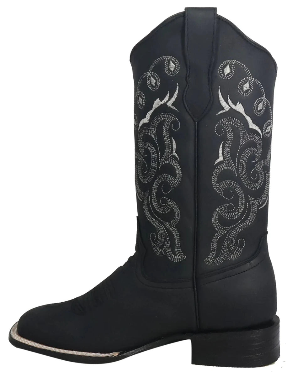Women´s Silverton Sara All Leather Wide Square Toe Boots-Black - OriginalWestern.com