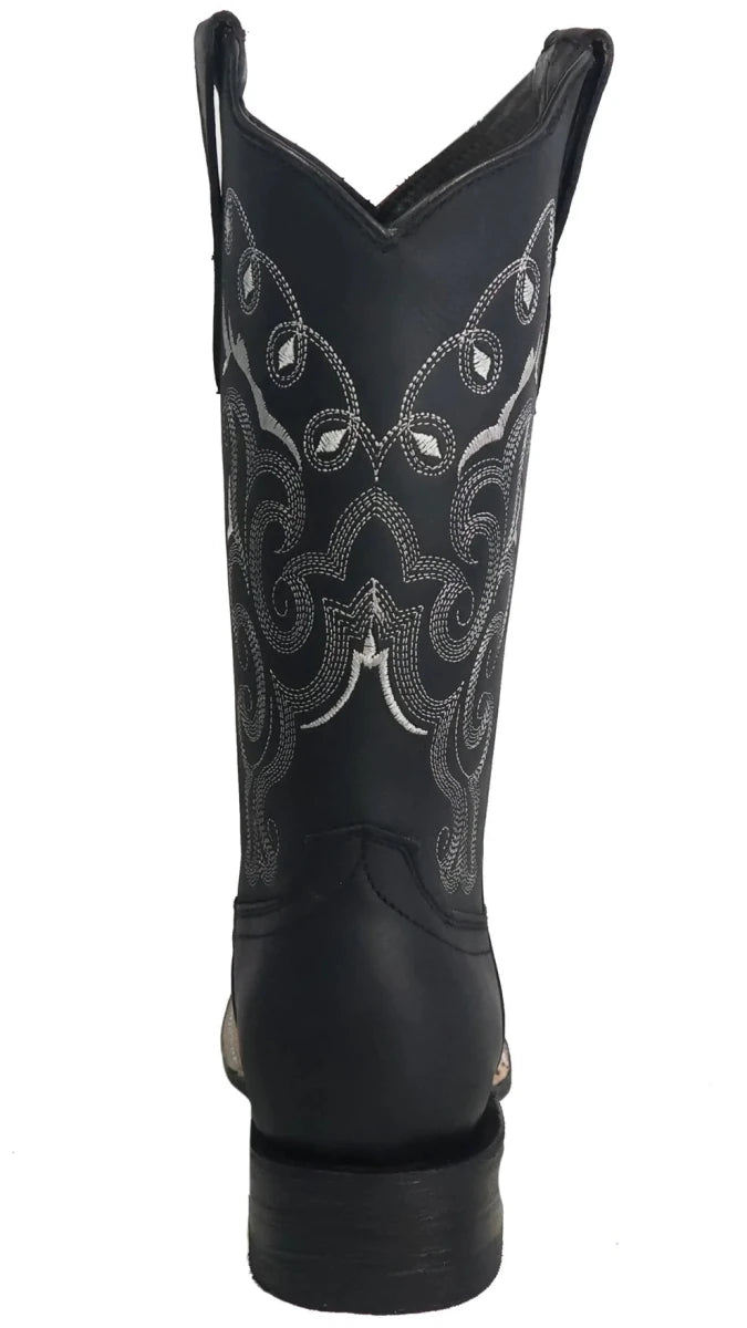 Women´s Silverton Sara All Leather Wide Square Toe Boots-Black - OriginalWestern.com