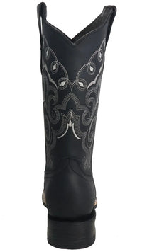 Women´s Silverton Sara All Leather Wide Square Toe Boots-Black - OriginalWestern.com