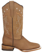 Women´s Silverton Sara All Leather Wide Square Toe Boots-Tobacco - OriginalWestern.com