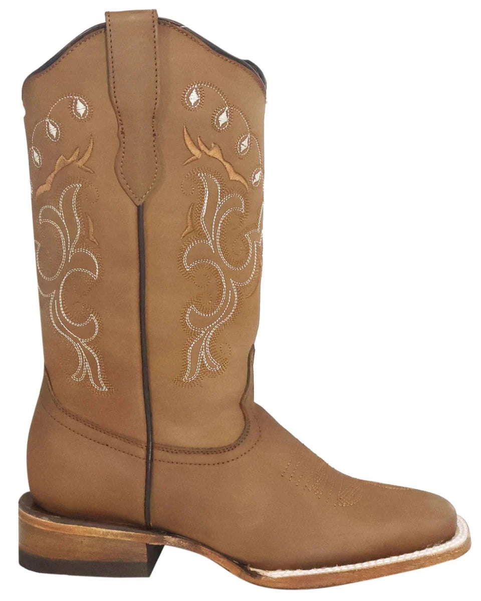 Women´s Silverton Sara All Leather Wide Square Toe Boots-Tobacco - OriginalWestern.com