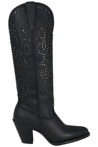 Women´s Silverton Taylor All Leather Snip Toe Knee High Boots-Black - OriginalWestern.com