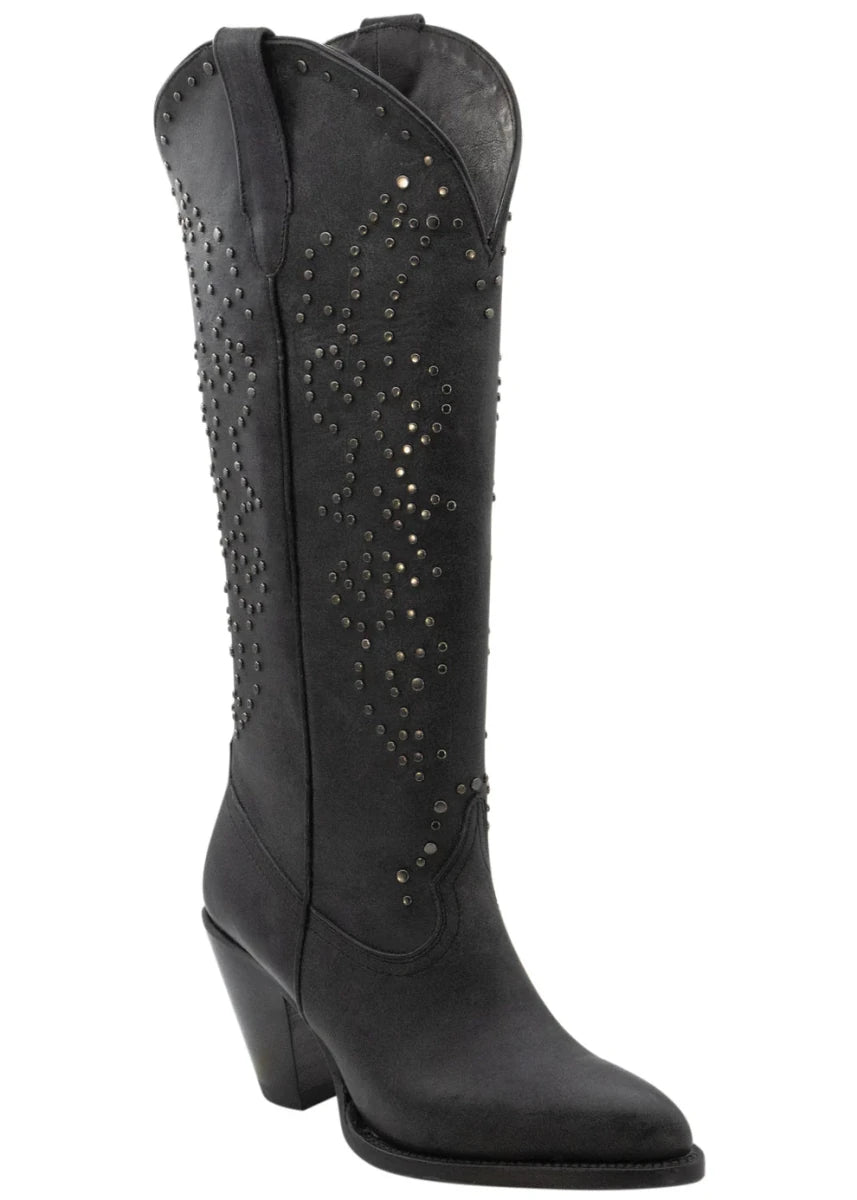 Women´s Silverton Taylor All Leather Snip Toe Knee High Boots-Black - OriginalWestern.com
