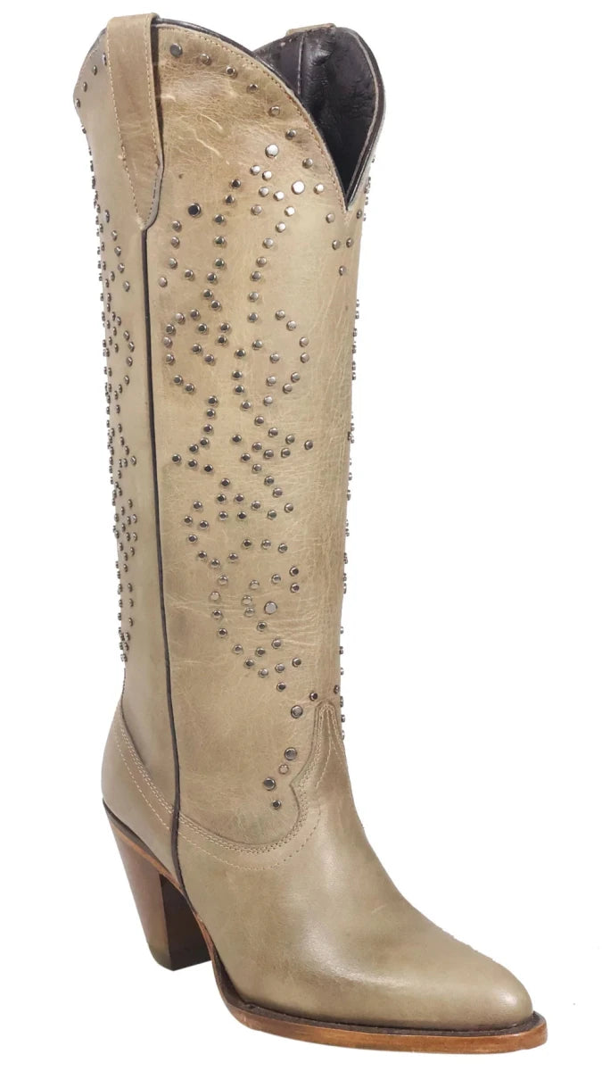 Women´s Silverton Taylor All Leather Snip Toe Knee High Boots - Stone - OriginalWestern.com