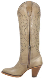 Women´s Silverton Taylor All Leather Snip Toe Knee High Boots - Stone - OriginalWestern.com