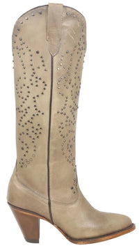 Women´s Silverton Taylor All Leather Snip Toe Knee High Boots - Stone - OriginalWestern.com