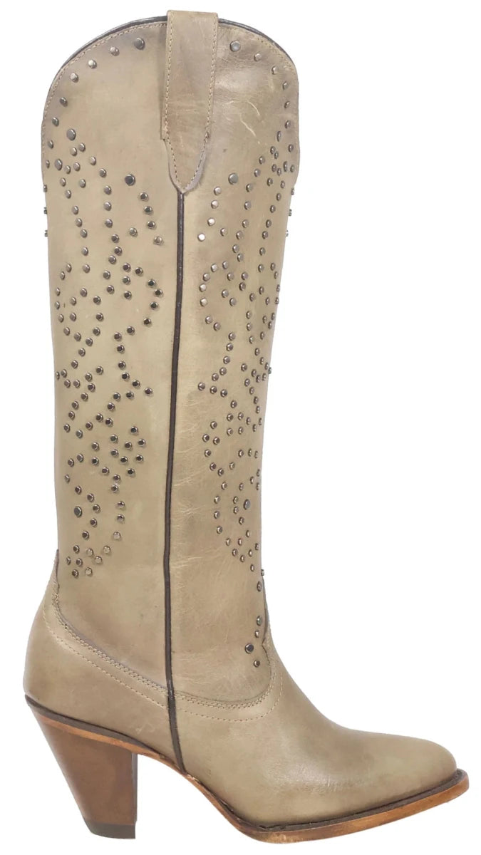 Women´s Silverton Taylor All Leather Snip Toe Knee High Boots - Stone - OriginalWestern.com