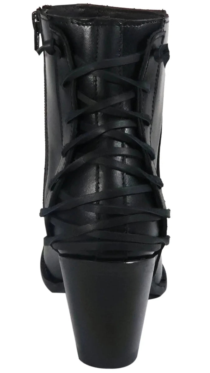 Women´s Silverton Walker All Leather Snip Toe Short Boots-Black - OriginalWestern.com