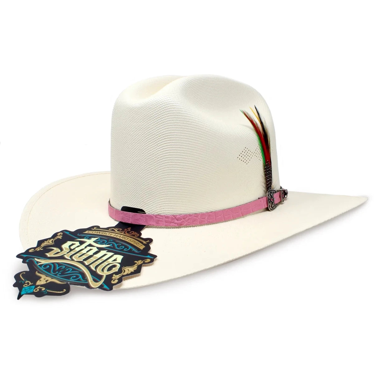 Women's Stone Reina del Sur 1,000X Western Cowgirl Straw Hat Sinaloa Style - Pink - OriginalWestern.com