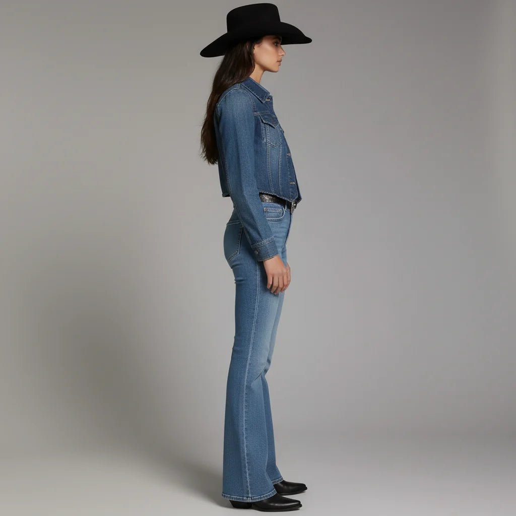 Women's Western Bootcut High Waist Stretch Premium Jeans - Light Blue DMW 3 - OriginalWestern.com