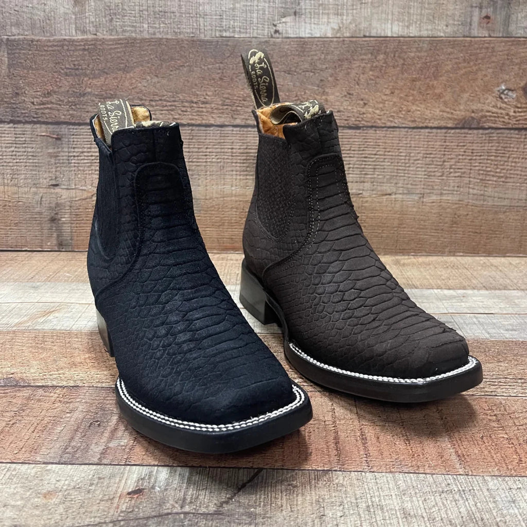 Women's Western Cowboy Phyton Print Genuine Cowhide Leather Ankle Boot Est. 351 Black - OriginalWestern.com