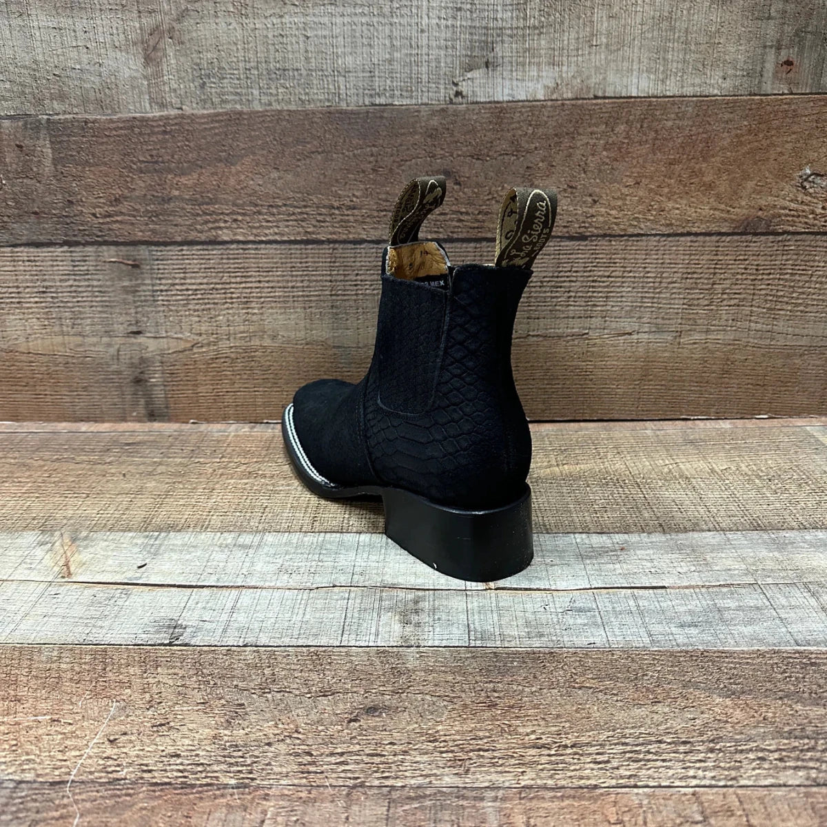 Women's Western Cowboy Phyton Print Genuine Cowhide Leather Ankle Boot Est. 351 Black - OriginalWestern.com
