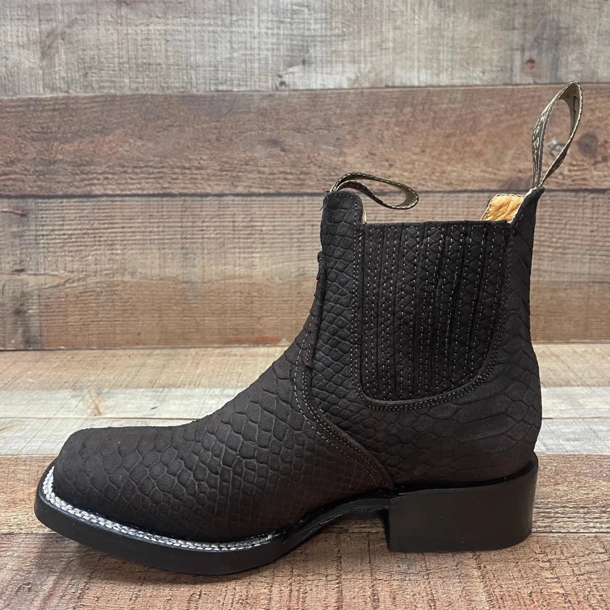 Women's Western Cowboy Phyton Print Genuine Cowhide Leather Ankle Boot Est. 351 Brown - OriginalWestern.com