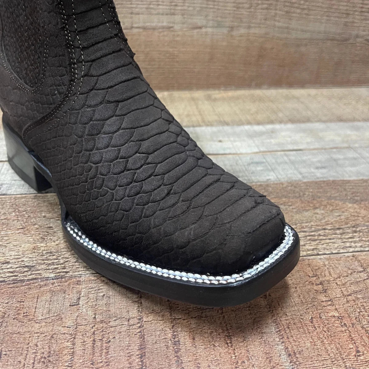 Women's Western Cowboy Phyton Print Genuine Cowhide Leather Ankle Boot Est. 351 Brown - OriginalWestern.com