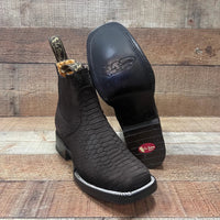 Women's Western Cowboy Phyton Print Genuine Cowhide Leather Ankle Boot Est. 351 Brown - OriginalWestern.com