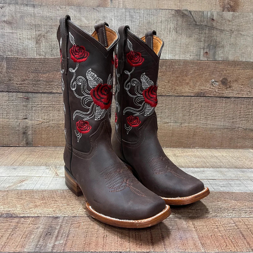 Women's Western Cowgirl Boots Cuban Heel Brown Est. 953 - OriginalWestern.com