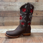 Women's Western Cowgirl Boots Cuban Heel Brown Est. 953 - OriginalWestern.com