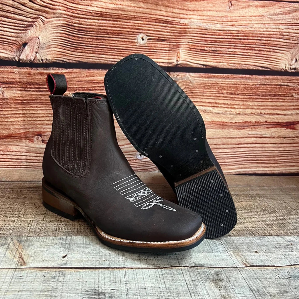 Women's Western Cowgirl Square Toe Ankle Boot Est. 366/367 Brown - OriginalWestern.com