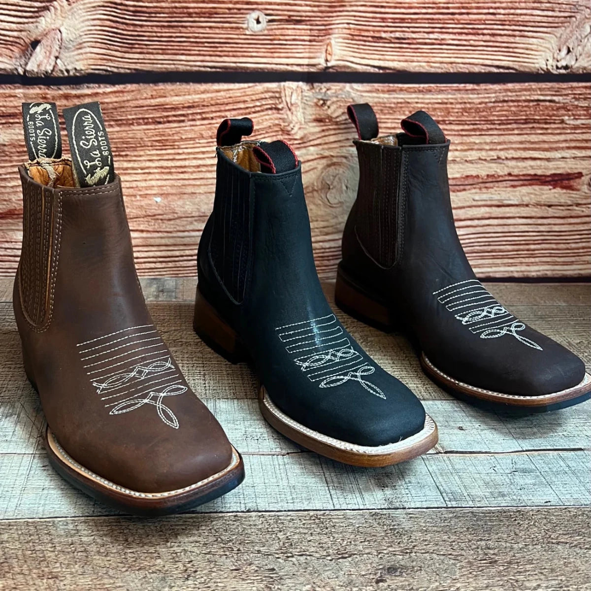 Women's Western Cowgirl Square Toe Ankle Boot Est. 366/367 Brown - OriginalWestern.com
